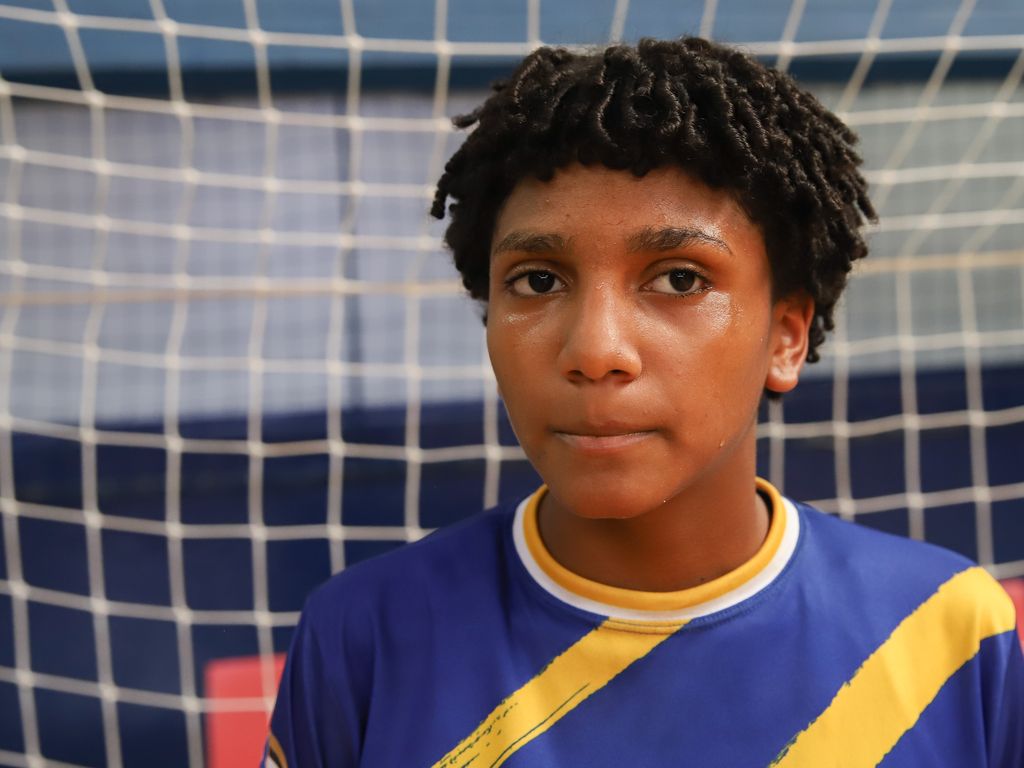 Brasília, 30.10.2023, A goleira, Luana Nascimento de Jesus, fala sobre os Jogos Escolares Brasileiros 2023, no Clube AABB.