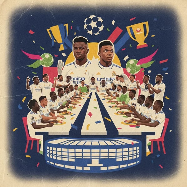 Vini Jr. e Mbappé promovem jantar com elenco do Real Madrid