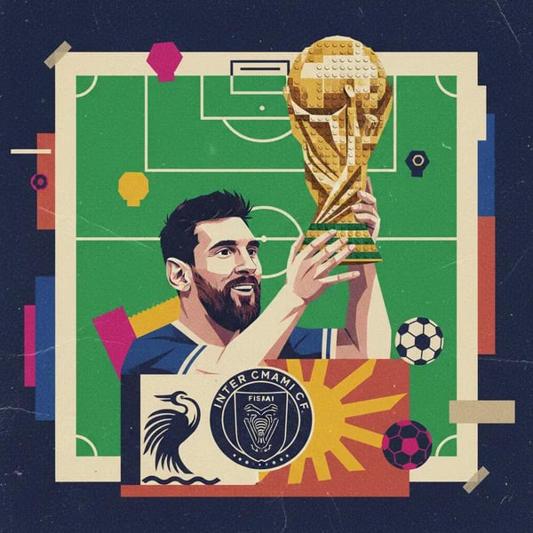 Messi exibe réplica de Lego da taça da Copa do Mundo