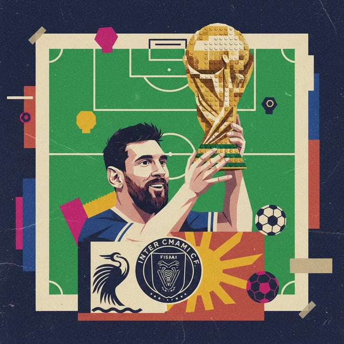 Messi exibe réplica de Lego da taça da Copa do Mundo