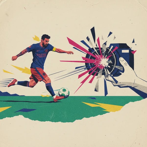 Chute de Messi destrói lente de fotógrafo em treino