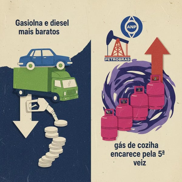 Gasolina e diesel mais baratos; gás de cozinha encarece pela 5ª vez