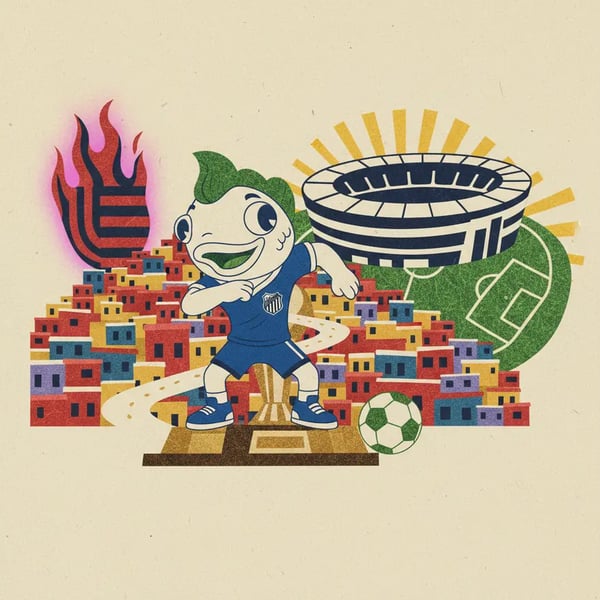Mascote do Santos visita a Rocinha antes de jogo contra o Flamengo