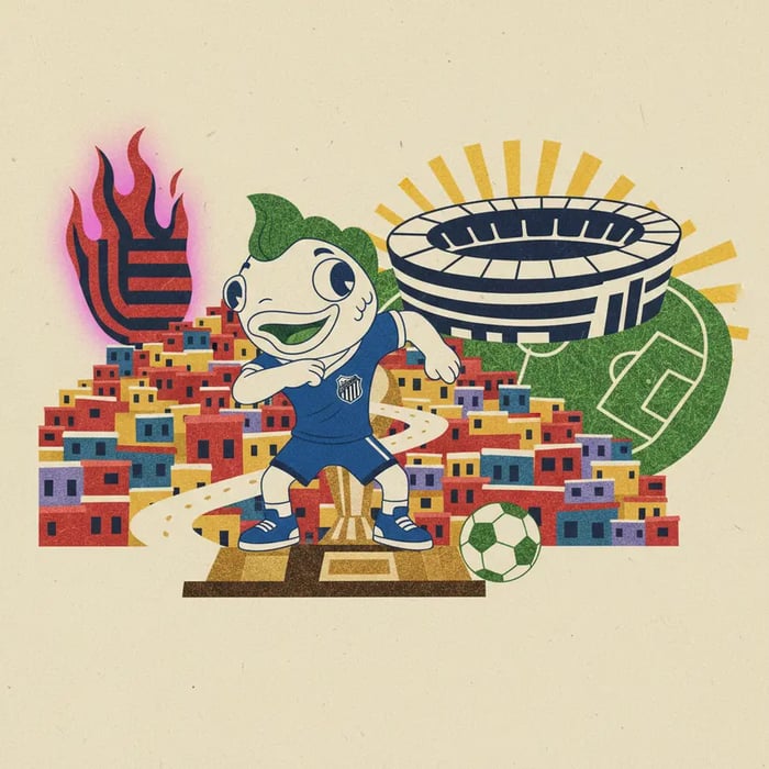 Mascote do Santos visita a Rocinha antes de jogo contra o Flamengo