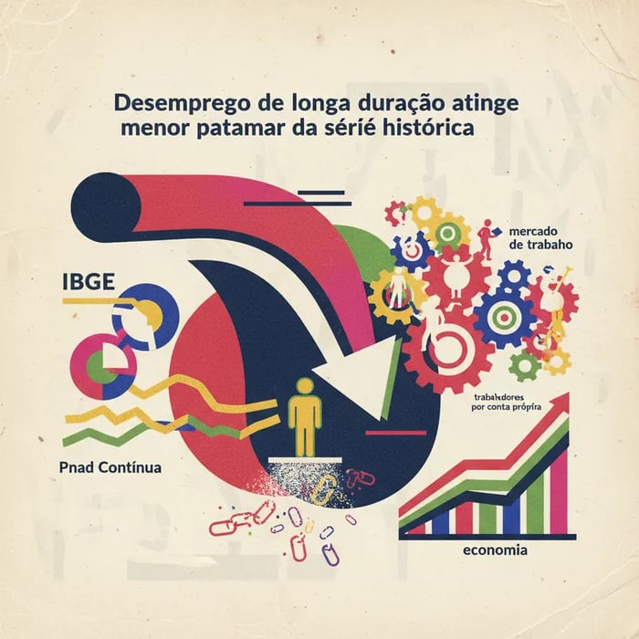 Desemprego de longa duração atinge menor patamar da série histórica