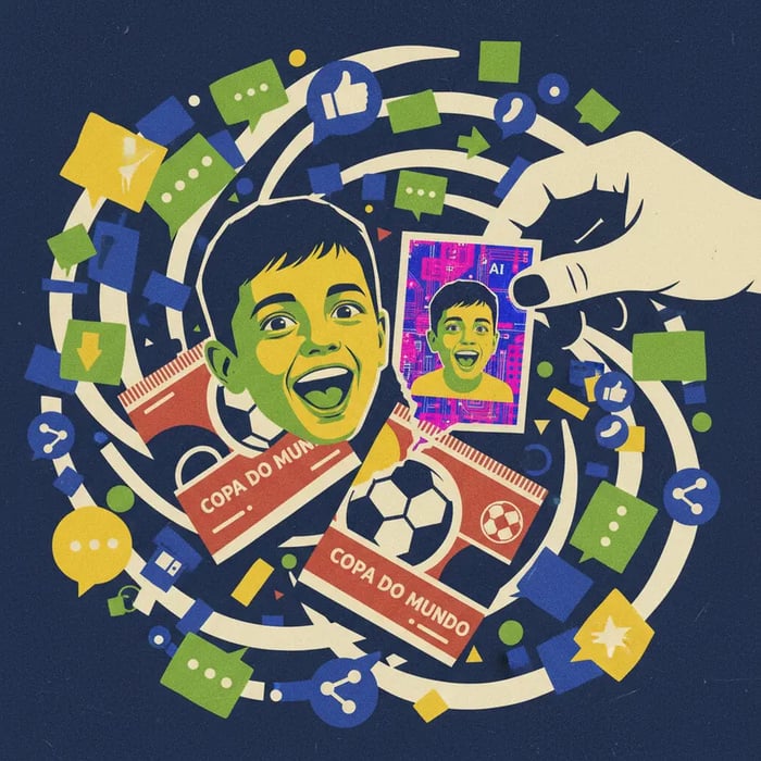 Tia surpreende sobrinho com figurinha da Copa feita por IA