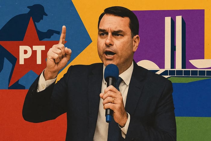 Flávio Bolsonaro afirma estar perseguido e critica o PT durante evento em Brasília